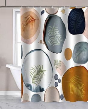 AQUALINE Tuš Zavjesa 180x180 cm, Poliester, Uzorak Mjehurići/Paprati