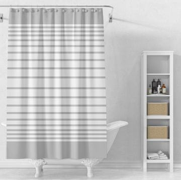 AQUALINE Prozirna Vinilna Zavjesa za Tuš 180x180 cm sa Bijelim Pruhovima