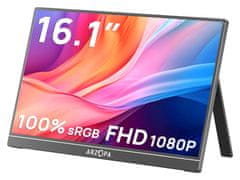 Arzopa Z1C prijenosni monitor 41 cm (16,1), FHD, IPS, 60 Hz, mHDMI, USB-C, zvučnici (Z1C-CRNI)