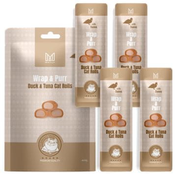 Mersjo Poslastica za mačke - Wrap & Purr: Duck & Tuna Mersjo 40g (4x10g)