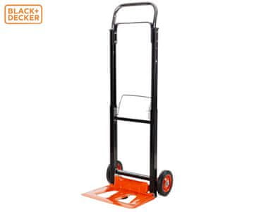 Black+Decker ručna transportna kolica, sklopiva, metalna, nosivost do 90 kg, mala težina 4,91 kg, za sve transportne potrebe, crna, narančasta.