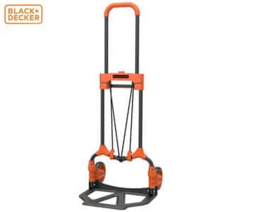 Black+Decker Ručna transportna kolica, sklopiva, metalna, nosivost do 65 kg, mala težina 3,81 kg, za sve transportne potrebe, crna, narančasta.