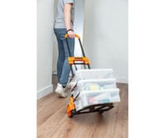 Black+Decker Ručna transportna kolica, sklopiva, metalna, nosivost do 65 kg, mala težina 3,81 kg, za sve transportne potrebe, crna, narančasta.