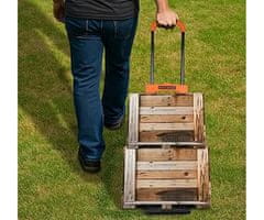Black+Decker Ručna transportna kolica, sklopiva, metalna, nosivost do 65 kg, mala težina 3,81 kg, za sve transportne potrebe, crna, narančasta.