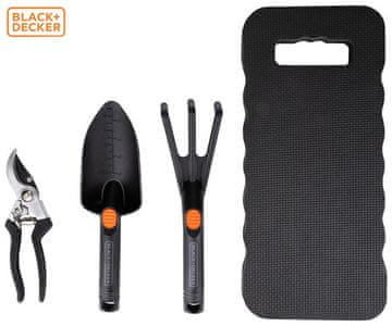 Black+Decker 4u1 komplet vrnog alata, za sve vrtne radove, ultra lagana težina, ergonomske drške, crn