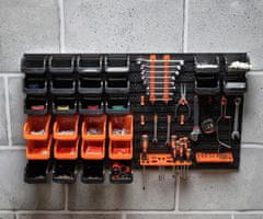 Black+Decker set za pohranu/organizaciju alata, 43 dijela, različite veličine ladica, jednostavno sastavljanje, jednostavno sortiranje/pristup, crna, narančasta
