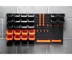 Black+Decker set za pohranu/organizaciju alata, 43 dijela, različite veličine ladica, jednostavno sastavljanje, jednostavno sortiranje/pristup, crna, narančasta