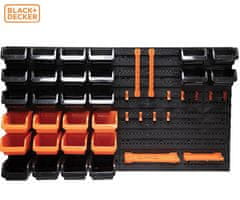 Black+Decker set za pohranu/organizaciju alata, 43 dijela, različite veličine ladica, jednostavno sastavljanje, jednostavno sortiranje/pristup, crna, narančasta