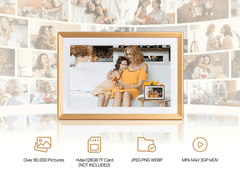 Arzopa D10 digitalni okvir za fotografije, 26 cm (10,1), 32 GB, iOS/Android, zlatni (D10-GOLD)