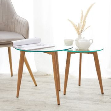 Homestyle4U Set stolića za kavu okrugli 50x50x445 cm smeđa