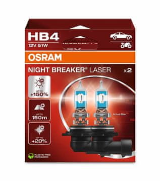 Osram SET ŽARULJA HALOGEN HB4 9006NL-2HB NIGHT BREAKER LASER 51W P22d 2HB
