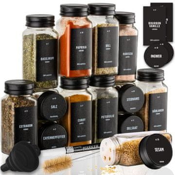 Deco Haus DECOHAUS SPICE JARS 12 PACK - ALUMINIUM BLACK LID