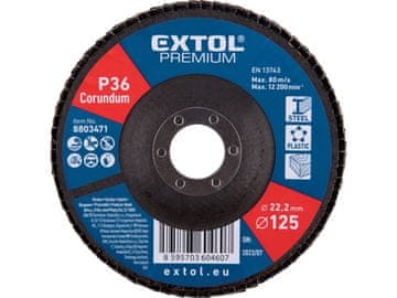 Extol Premium Lamelni disk 8803471 angled corundum flap disc, O125mm, P36