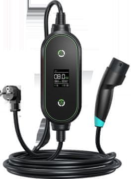 Emc² model 1016A-1F TX Šuko 3,7 KW podšavajuča LCD/LED prenosna mobilna punionica, 5,5m kabel Type2