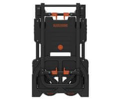 Black+Decker 2-u-1 ručna transportna kolica, sklopiva, metalna, nosivost do 120 kg, lagana 7,3 kg, za sve transportne potrebe, crna, narančasta
