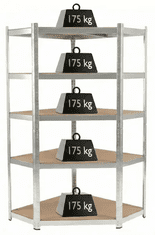 Proline Radioničke police, kutne, 5 polica, 175 kg, 180x90x90 cm (62040)