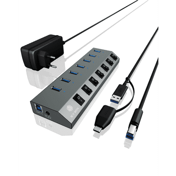 IcyBox IB-HUB1701-C3 7-portni USB-A hub s prekidačima