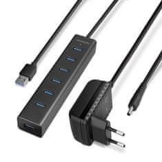 AXAGON Hue-sa7bp hub 7-portowy usb 3.2 gen 1 aluminijski hub za punjenje, ac adapter