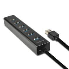 AXAGON Hue-sa7bp hub 7-portowy usb 3.2 gen 1 aluminijski hub za punjenje, ac adapter