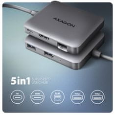 AXAGON AXAGON HMC-5HL USB-C hub 5u1, 5Gbps, HDMI 4K/60Hz, GLAN, PD 100W