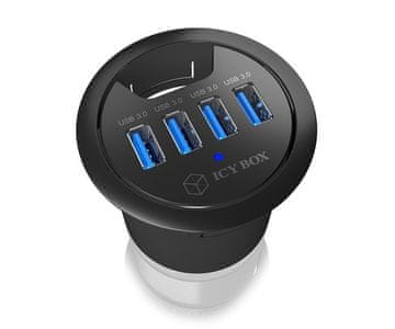IcyBox IcyBox IB-HUB1403 stolni USB hub sa čitačem kartica, 60mm
