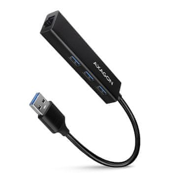 AXAGON AXAGON HMA-GL3A USB Hub 4u1, 5Gbps, 3x USB-A + GLAN, metalni