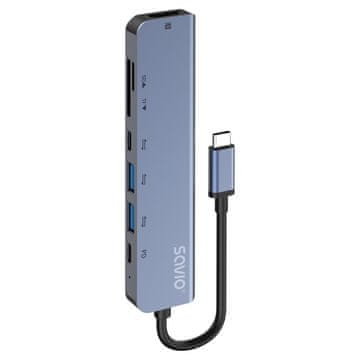 SAVIO Savio AK-82 USB-C HUB 7u1, crni