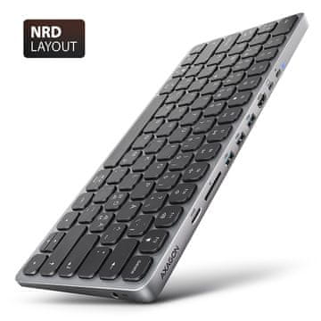 AXAGON AXAGON HMC-NRD tipkovnica s USB-C hubom 9u1, Nordic, aluminij