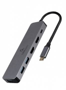 Gembird Adapter usb-c hub usb-c pd hdmi x2 usb 3.0x3