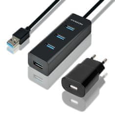 AXAGON Hue-s2bp hub 4-portowy usb 3.2 gen 1 charging hub 1.2m kabel, ac adapter