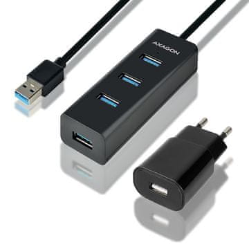 AXAGON Hue-s2bp hub 4-portowy usb 3.2 gen 1 charging hub 1.2m kabel, ac adapter