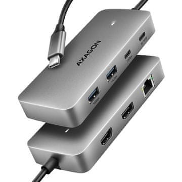 AXAGON AXAGON HMC-CUB83X2 višenamjenski USB hub 7u1, 10Gbps, HDMI 4K/144Hz, DP 8K/30Hz, LAN, PD 100W