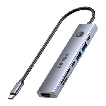 Unitek UNITEK USB-C 7-u-1 HUB, PD 100W, HDMI 2.0, s prekidačem za uključivanje/isključivanje