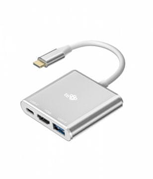 slomart Adapter hub usb c 3u1 - hdmi, usb, pd srebrni