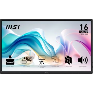 MSI Monitor PRO MP165 E6 / 15.6" / FHD / IPS / 60Hz / 4ms (GtG) / prenosni / crni - PD 15W