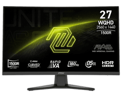 MSI Monitor MAG 275CQF E18 / 27" / WQHD / Rapid VA / 180Hz / 0.5ms (GtG) / zakrivljeni / crni