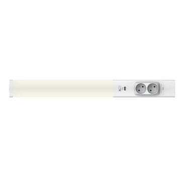 Svjetiljka za ispod ormarića s USB-A/C priključcima i 230V utičnicama, bijela traka 60 cm za kuhinju, ured, neutralna boja, LED 18W DUAL Eco-Light