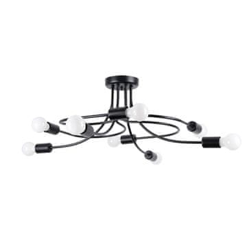 Industrijska stropna svjetiljka s osam žarulja, crna, LEVAR 8xE27 15W SL.1457 Sollux Lighting