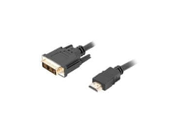 Lanberg HDMI(M) - DVI-D(M)(18+1) 3m adapterski kabel s jednom vezom, pozlaćeni kontakti, crni