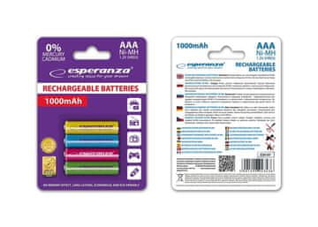 Esperanza Akumulatorki AAA esperanza 1000mah 4 kom., mix boja