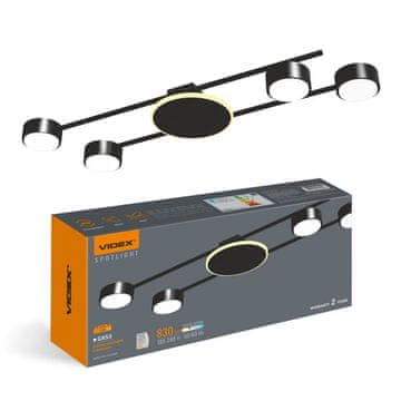 Moderna crna stropna lampa 70 cm 4xGX53 30W s 9W LED pozadinskim osvjetljenjem, topla boja Videx