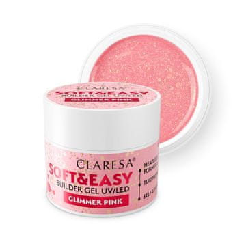 Claresa N Soft&Easy Builder gel za nokte s svjetlucavim ružičastim efektom 45 g