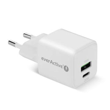 everActive GaN SC-330 zidni punjač 1x USB, 1x USB-C QC3.0 PD 20W