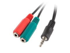 Lanberg Adapter kabel Lanberg Minijack 3,5mm 4-pin (M) -> 2x Minijack 3,5mm 3-pin (F) (slušalice + mikrofon) 0,2m crni