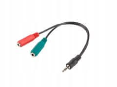 Lanberg Adapter kabel Lanberg Minijack 3,5mm 4-pin (M) -> 2x Minijack 3,5mm 3-pin (F) (slušalice + mikrofon) 0,2m crni