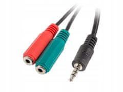 Lanberg Adapter kabel Lanberg Minijack 3,5mm 4-pin (M) -> 2x Minijack 3,5mm 3-pin (F) (slušalice + mikrofon) 0,2m crni