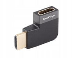 Lanberg Adapter Lanberg HDMI(F)-HDMI(F) 8K kutni desno, aluminij, srebrni