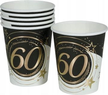 Fiestas Guirca Papirnate čaše 60. ROĐENDAN Sixty Gold Black 240ml 6 kom.