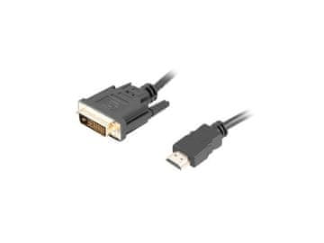 Lanberg Kabel adapter Lanberg HDMI (m) - DVI-D (m) (24+1) 3 m dual link, pozlaćeni kontakti, 4k 30 hz, crni