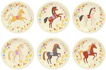 PartyPal Talerzyki Papierowe KONIKI Konie Kucyki Koń Mix Urodziny Party 18cm 6szt.